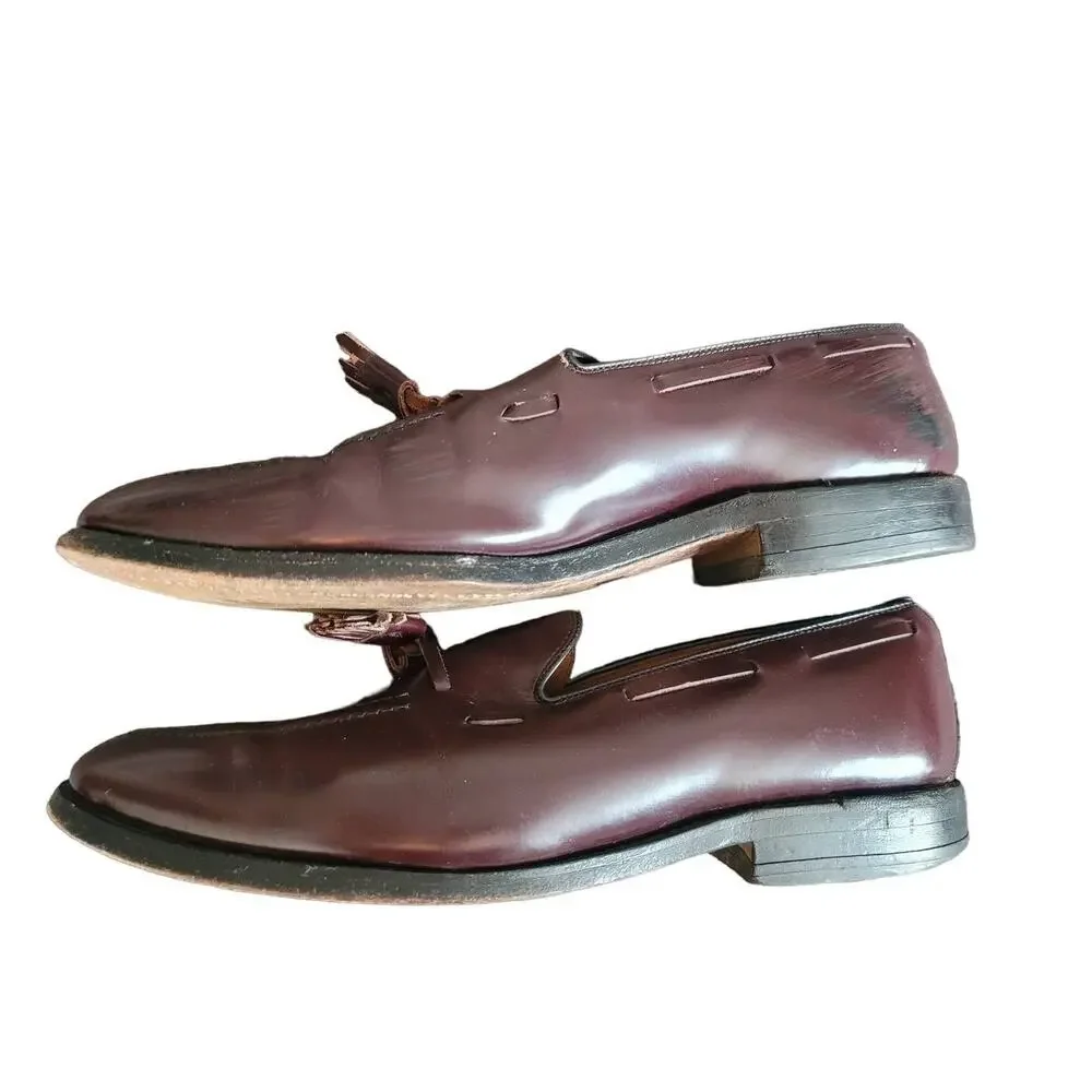 Allen‎ Edmonds Grayson Tassel Loafers Size 10 Slip-On Brown Burgundy Leather